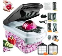 Makenrry Cortador de Verduras 16 en 1, Picador de Verduras Multifuncional con Cuchillas Intercambiables, Mandolina de Cocina,Corta Verduras Manual para Cocina, Mandolina para Cortes Rápidos y Eficaces