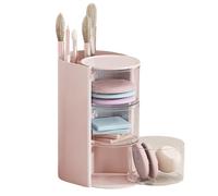 Makeup Storage Box - Drawer Puff Holder, Large Capacity Cosmetic Organizer | Rotatable for Countertop, Vanity Table Organizer Lipsticks Eyeshadow Brushes Skincare Tools, Stylish Durable Beauty Home