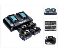 Makit Kit Li 18V - 4x Baterías BL1850B 5,0Ah + Cargador Doble DC18RD ( 199483-0 )