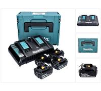 Makita 18 V Power Source KIT con 4x Batería BL1830 3,0 Ah y Cargador rápido DC 18 RD de 2 puertos en maletín Makpac ( 197720-6 )