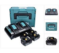 Makita 18 V Power Source KIT con 4x Baterías BL 1850 5,0 Ah + Cargador doble DC 18 RD + Maletín de transporte Makpac 3 ( 197626-8 )