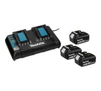 Makita 198458-6 Kit de Fuente de Alimentación con 3 Baterías LXT 18V 5Ah y Cargador Doble