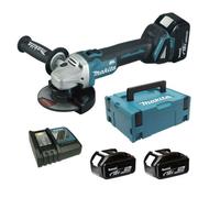 Makita - Amoladora angular 18V AKU 125 mm, 2x batería 5,0 Ah LXT, cargador DGA504RTJ