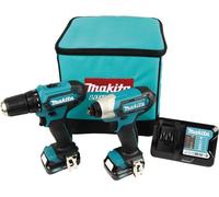 Makita CLX224A, taladro/atornillador combinado a batería, color y verde, 30 Nm, 450 rpm (taladro), 1700 rpm (atornillador), 70 dB