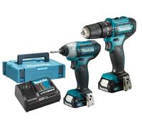 Makita CLX228AJ 12V Max Li-ion CXT Kit de 2 piezas compuesto por HP333DZ, TD110DZ completo con 2 baterías de iones de litio de 2.0 Ah y cargador suministrado en una caja Makpac