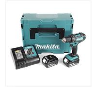 Makita DDF 482 RTJ - Taladro atornillador con batería (18 V, 62 Nm, 2 baterías de 5,0 Ah, cargador en Makpac 2)