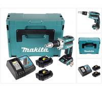 Makita DFS 250 RYJ 18V Atornillador sin cable y sin escobillas para pladur + 2x Baterías 1.5 Ah + Cargador + Maletín Makpac