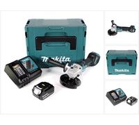 Makita DGA 517 RG1J Mini amoladora angular a batería 18V LXT 125 mm en Makpac 3 + 1x Batería BL1860 6,0 Ah + Cargador DC 18 RC