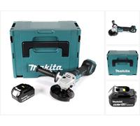 Makita DGA 517 T1J Mini amoladora angular a batería 18V LXT 125 mm en Makpac 3 + 1x Batería BL1850 5,0 Ah - Sin cargador incluido