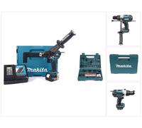 Makita DHP 458 RF1J Taladro combinado de impacto inalámbrico 18 V en Makpac 2 + 1x Batería BL 1830 3,0 Ah + Cargador DC18RC + Juego de brocas y puntas B-53811 de 100 accesorios