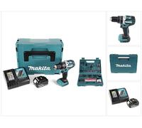 Makita DHP 484 RF1J Taladro combinado a batería 18V en Makpac 2 + 1x Batería BL1830 3,0 Ah + Cargador DC18RC + Juego de brocas y puntas B-53811 de 100 accesorios