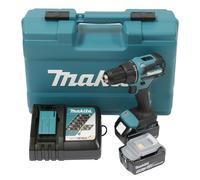 Makita Taladro atornillador de impacto inalámbrico DHP490RFX3 18V 2 baterías y 74 accesorios