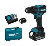 Makita DHP490RFX3 Taladro Combinado Inalámbrico 18V con 2 Baterías de 3.0 Ah y Set de 74 Piezas