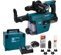 Makita DHR243JWX2 - Martillo combinado con batería (18 V) | Con 2 baterías de 18 V/6,0 Ah en Makpac - Incluye aspiración de polvo DX07 - Incluye mandril de cambio rápido
