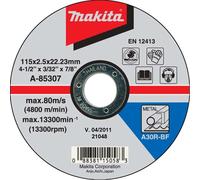 Makita - Disco de corte para metal 115x22,2 mm A-85307