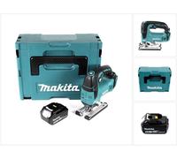 Makita DJV 182 G1J Sierra caladora a batería 18 V en Makpac 2 + 1x Batería BL1860 6,0 Ah - Sin cargador incluido