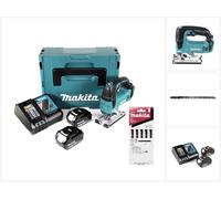 Makita DJV 182 RTJ Sierra caladora a batería 18 V en Makpac 2 + 2x Batería BL 1850 5,0 Ah + Cargador DC 18 RC + Juego de hojas de sierra 5 unidades