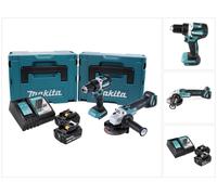 Makita DLX 2190 TJ1 kit combinado inalámbrico DDF 484 taladro atornillador inalámbrico + DGA 504 amoladora angular inalámbrica + 2x batería recargable 5.0 Ah + cargador + 2x Makpac