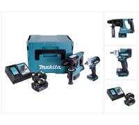 Makita DLX 2372 TJ kit combinado sin cable DHR 242 taladro percutor sin cable + DTW 300 atornillador de impacto sin cable + 2x batería recargable 5.0 Ah + cargador + Makpac