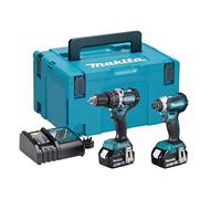 Makita DLX2180TJ 18 V Li-ion LXT Brushless 2 Piece Kit Complete with 2 x 5.0 Ah Li-ion Batteries and Charger in a Stacking Case