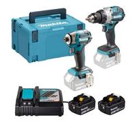 Makita Dlx2528tj - Combo Dhp489 + Dtd173 + 2 Bl1850b + Cargador Rápido Dc18rc Y Maletín Makpac 3