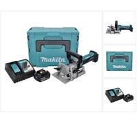 Makita DPJ 180 RT1J Ranuradora sin cable 18 V 100 mm + 1x Batería 5.0 Ah + Cargador + Makpac