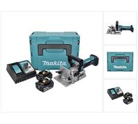Makita DPJ 180 RTJ Ranuradora a Batería 18 V 100 mm + 2x Baterías 5.0 Ah + Cargador + Makpac