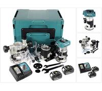Makita DRT 50 RTJX2 Fresadora multifunción a batería 18V en maletín Makpac 4 + 2x Batería BL 1850 + Cargador DC 18 RC