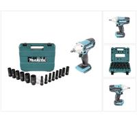 Makita DTW 190 Z Llave de impacto inalámbrica 18 V + Makita B-52308 Estuche de llaves de vaso 1/2" 14 unidades - Sin batería, sin cargador, sin maletín incluidos