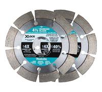 Makita E-07200 X-Lock 4-1/2" Segmented Diamond Blade for Masonry Cutting, 2/pk