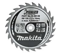 Makita - Hoja de sierra para madera, 136x10 mm, 24 dientes B-09139