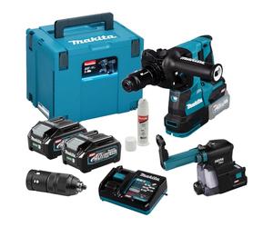 makita HR004GM202 SDS-PLUS - Martillo combinado con batería (40 V, máx. 4,0 Ah, 2 baterías + cargador en MAKPAC con extracción de polvo DX14)