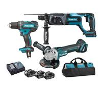 Makita - Juego de 3 AKU herramientas, baterías y cargador DLX3078TX1
