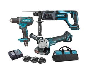 Makita - Juego de 3 AKU herramientas, baterías y cargador DLX3078TX1