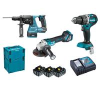 Makita - Juego de 9 piezas de herramientas, baterías y cargadores AKU. DLX3119TJ