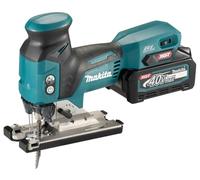 Makita JV001GM201 - Sierra de calar inalámbrica de iones de litio de 40 Vmax, azul, motor sin escobillas, XPT, con 2 baterías de 4 Ah y 1 cargador