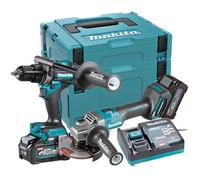 MAKITA - KIT MAKITA 40V TALADRO HP001GZ + AMOLADORA GA005GZ + 2 BATERIA 4.0AH + CARGADOR + MALETIN