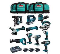 MAKITA Kit MK1101 (DDF482 + DHR171 + DGA504 + DTD152 + DJV182 + DSS610 + DJR186 + DBO180 + DTM51 + DML802 + DTW190 + 3 Baterías de 5,0 Ah + Cargador + 2 x LXT600)