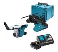 Makita - Martillo perforador inalámbrico de 18V, 2x batería Li-ion LXT 5,0 Ah, cargador DHR183RTWJ