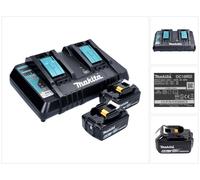 Makita Power Source Juego de 2 Baterías BL1860B 6.0Ah 18V + Cargador Rápido DC18RD Dual - (199484-8)