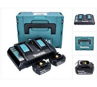 Makita Power Source Juego de 2 Baterías BL1860B 6.0Ah 18V + Cargador Rápido DC18RD Dual + Maletín Makpac (2x 197422-4) (196933-6)