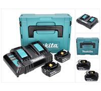 Makita Power Source Kit 18 V con 2x BL 1850 B 5.0 Ah batería ( 197280-8 ) + DC 18 SH cargador doble ( 199687-4 ) + Makpac