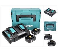 Makita Power Source Kit 18 V con 2x BL 1860 B 6.0 Ah batería ( 197422-4 ) + DC 18 SH cargador doble ( 199687-4 ) + Makpac