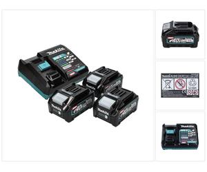 Makita Power Source Kit 40 V máx. con 3x BL 4040 batería 4.0 Ah XGT ( 3x 191B26-6 ) + DC 40 RA cargador rápido XGT LXT ( 191E07-8 )