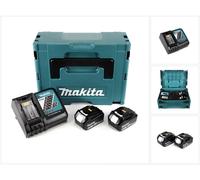 Makita Power Source Kit Li 18V + 2x Baterías BL1850B 5,0Ah + Cargador DC18RC ( 197624-2 ) + C offret Makpac