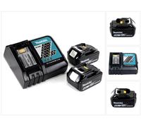 Makita Power Source Kit Li 18V: 2x Baterías BL1860B Akku 6,0Ah + Cargador DC18RC ( 199480-6 )