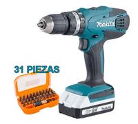 MAKITA - Taladro Combinado MAKITA HP488D001 18V 42Nm 1,5Ah + Regalo Juego Puntas + Adaptador