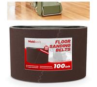 Makiwork 10 bandas de lija de 750 x 200 mm, óxido de aluminio K100 para lijadora de parqué, compatible con Bona Scorpion & Lagler Hummel, abrasivo profesional para madera dura y parquet