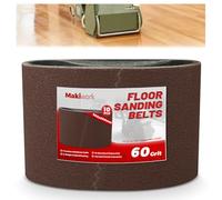 Makiwork 10 bandas de lija de 750 x 200 mm, óxido de aluminio K60 para lijadora de parqué, compatible con Bona Scorpion & Lagler Hummel, abrasivo profesional para madera dura y parquet