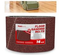 Makiwork 6 bandas de lija de 750 x 200 mm, óxido de aluminio K16 para lijadora de parqué, compatible con Bona Scorpion & Lagler Hummel, abrasivo profesional para madera dura y parquet